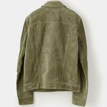 Load image into Gallery viewer, Men’s Cream Green Suede Leather Shirt Jeans Style Jacket
