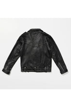 Load image into Gallery viewer, Women Style Silver Spiked Studded Black Motorcycle Leather jacket
