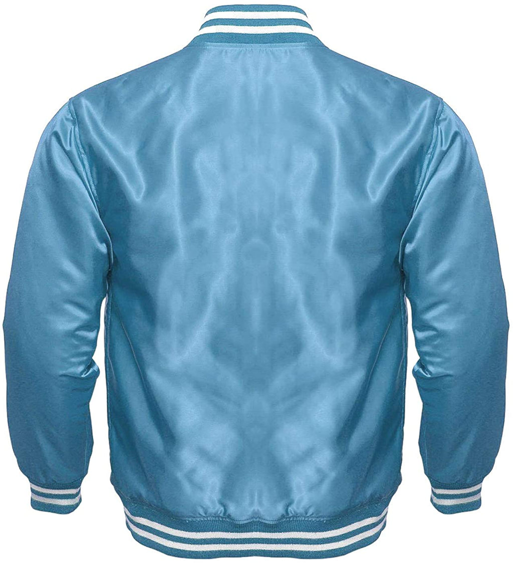 Varsity Letterman Baseball Bomber Vintage Retro All Poly Satin Jacket - Shearling leather