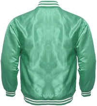 Load image into Gallery viewer, Varsity Letterman Baseball Bomber Vintage Retro All Poly Satin Jacket - Shearling leather
