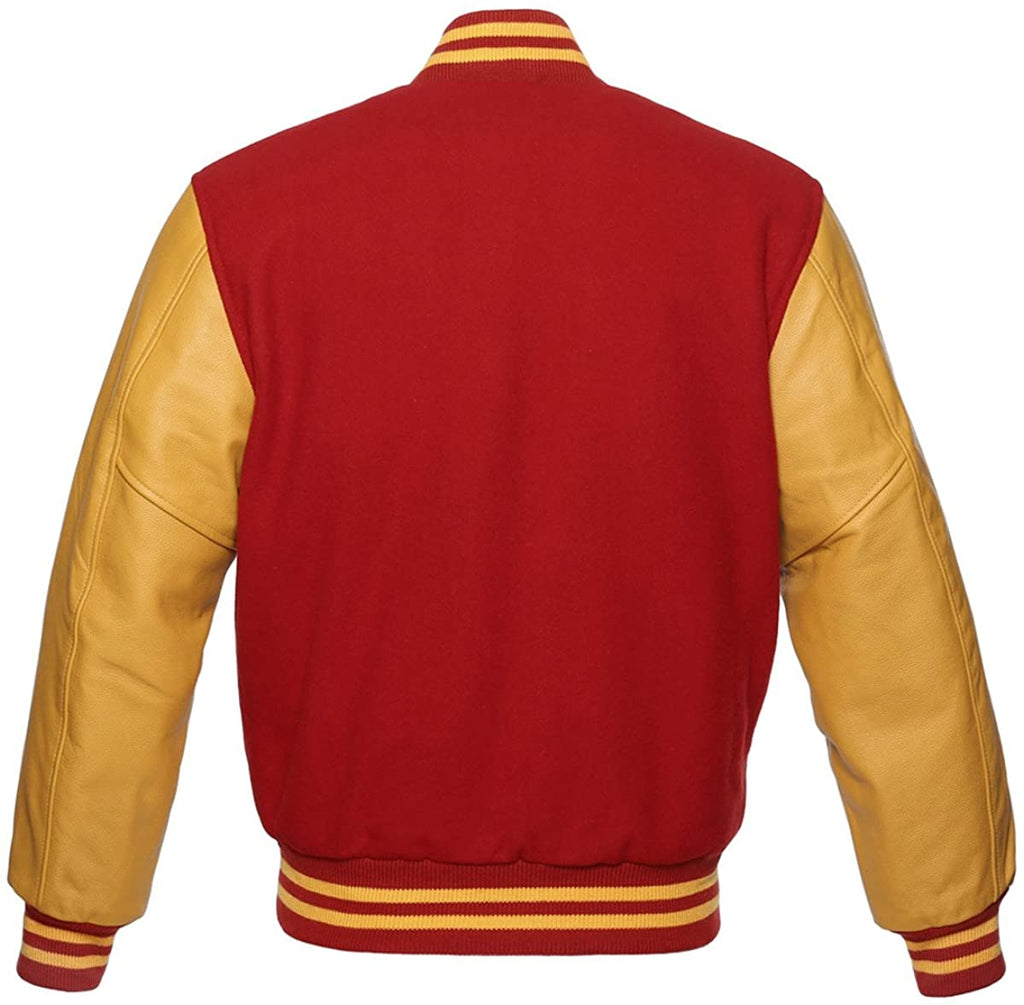 Varsity Letterman Baseball Bomber Retro Vintage Jacket Wool & Genuine Leather Sleeves - Shearling leather
