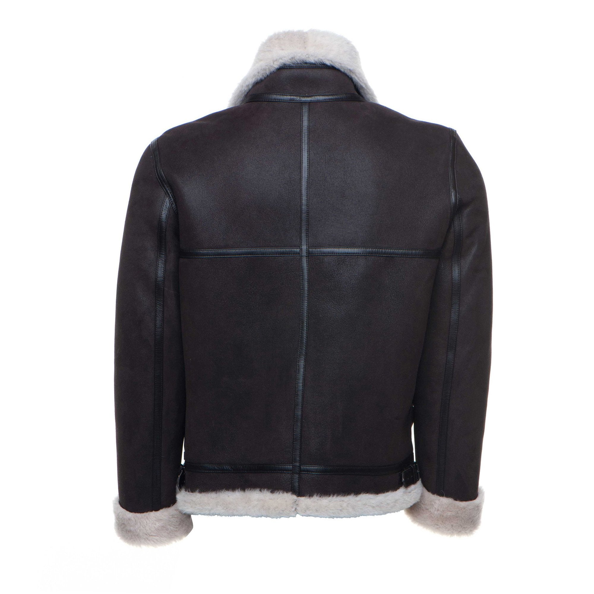Hampton's Classic Brown Bomber Aviator Shearling Jacket with collar belt - Shearling leather