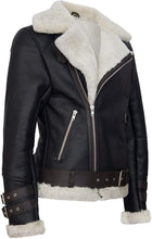 Load image into Gallery viewer, Men&#39;s Retro RAF B3 Pilot Real Sheepskin Shearling Biker Leather Jacket - Shearling leather
