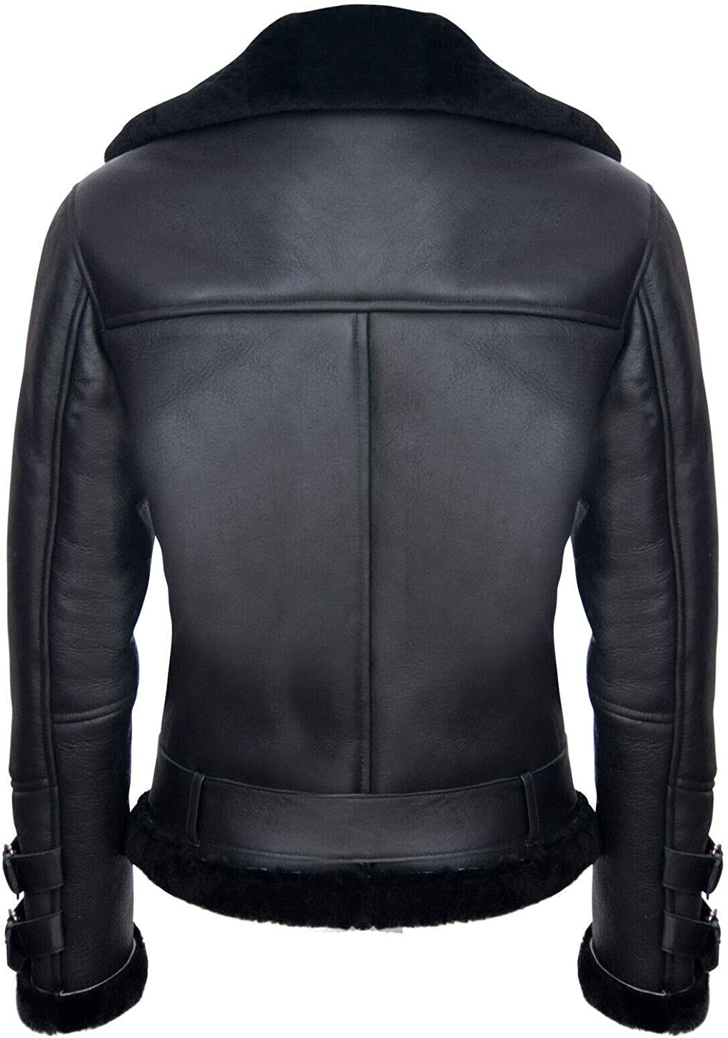 Men's Retro RAF B3 Pilot Real Sheepskin Shearling Biker Leather Jacket - Shearling leather