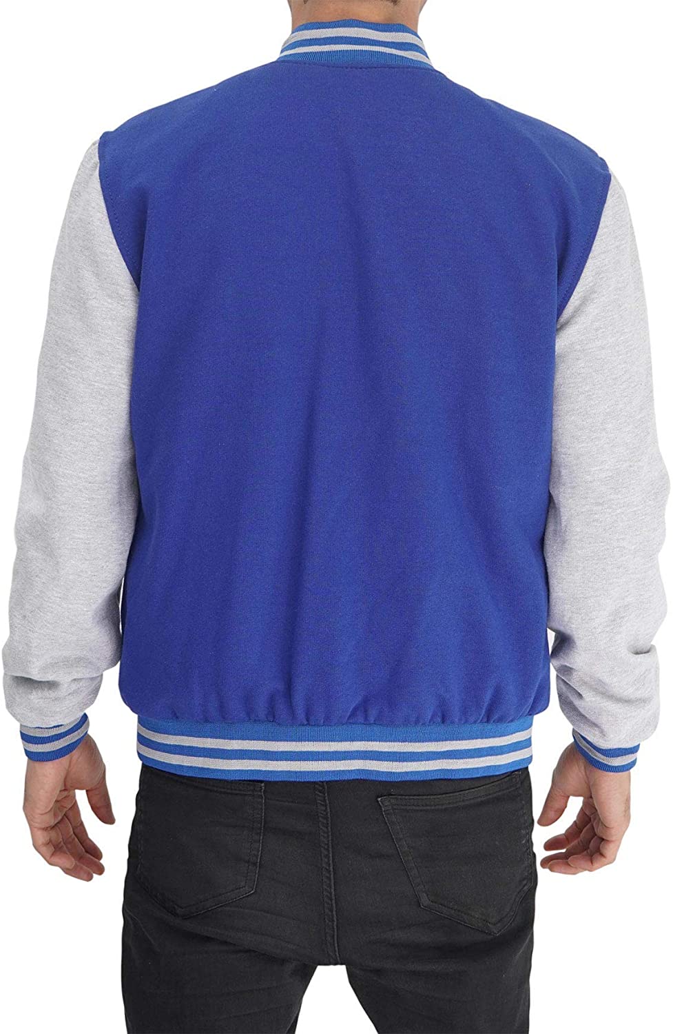 Mens Letterman jacket - Varsity Baseball Men Bomber Jackets With Grey Sleeves - Shearling leather
