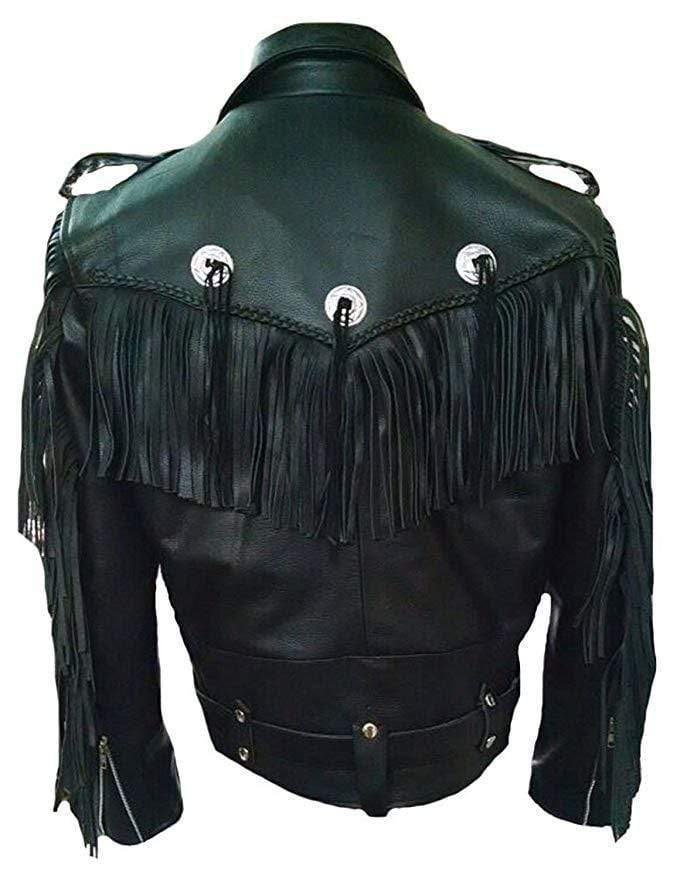 Men's Leather Tussles Bomber Biker Jacket - Shearling leather