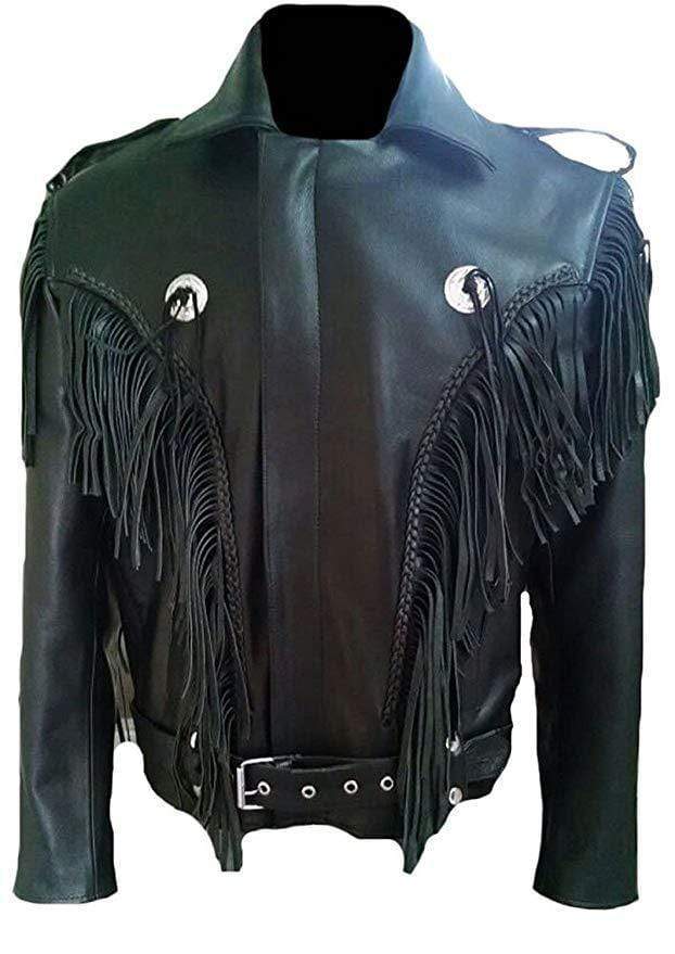 Men's Leather Tussles Bomber Biker Jacket - Shearling leather