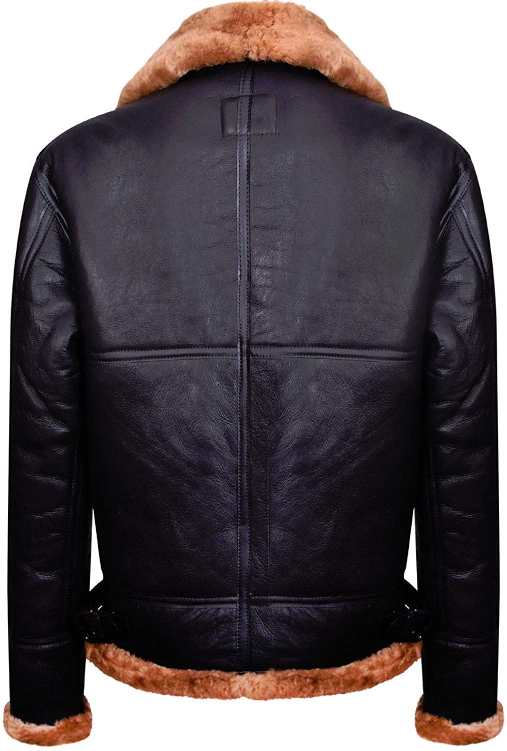 Men's Aviator Ginger Brown B3 Real Shearling Sheepskin Leather Bomber Flying Jacket - Shearling leather
