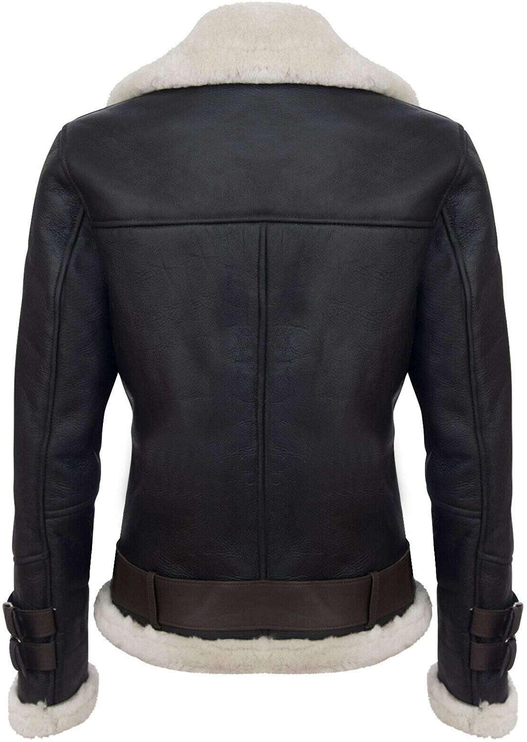Men's Retro RAF B3 Pilot Real Sheepskin Shearling Biker Leather Jacket - Shearling leather