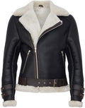 Men's Retro RAF B3 Pilot Real Sheepskin Shearling Biker Leather Jacket - Shearling leather