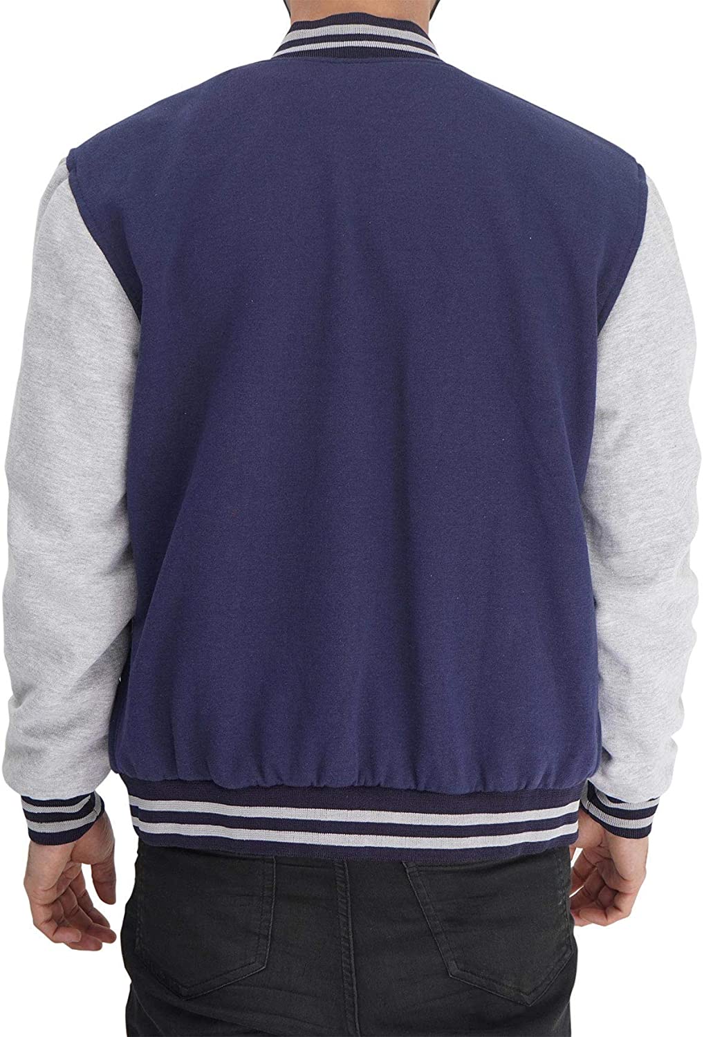 Mens Letterman jacket - Varsity Baseball Men Bomber Jackets With Grey Sleeves - Shearling leather