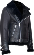 Load image into Gallery viewer, Men&#39;s Retro RAF B3 Pilot Real Sheepskin Shearling Biker Leather Jacket - Shearling leather
