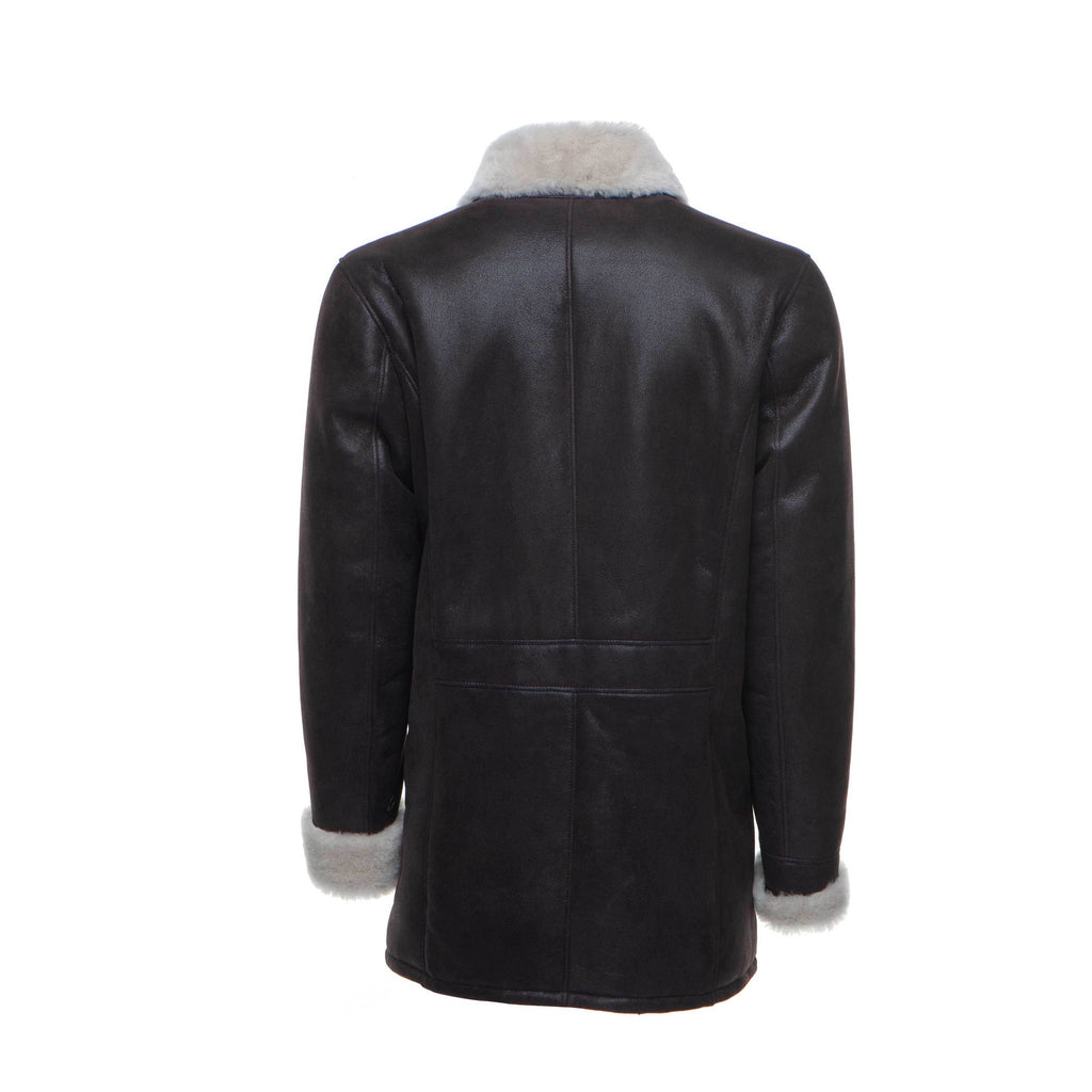 Jozef's 3/4 length brown shearling buttoned coat - Shearling leather