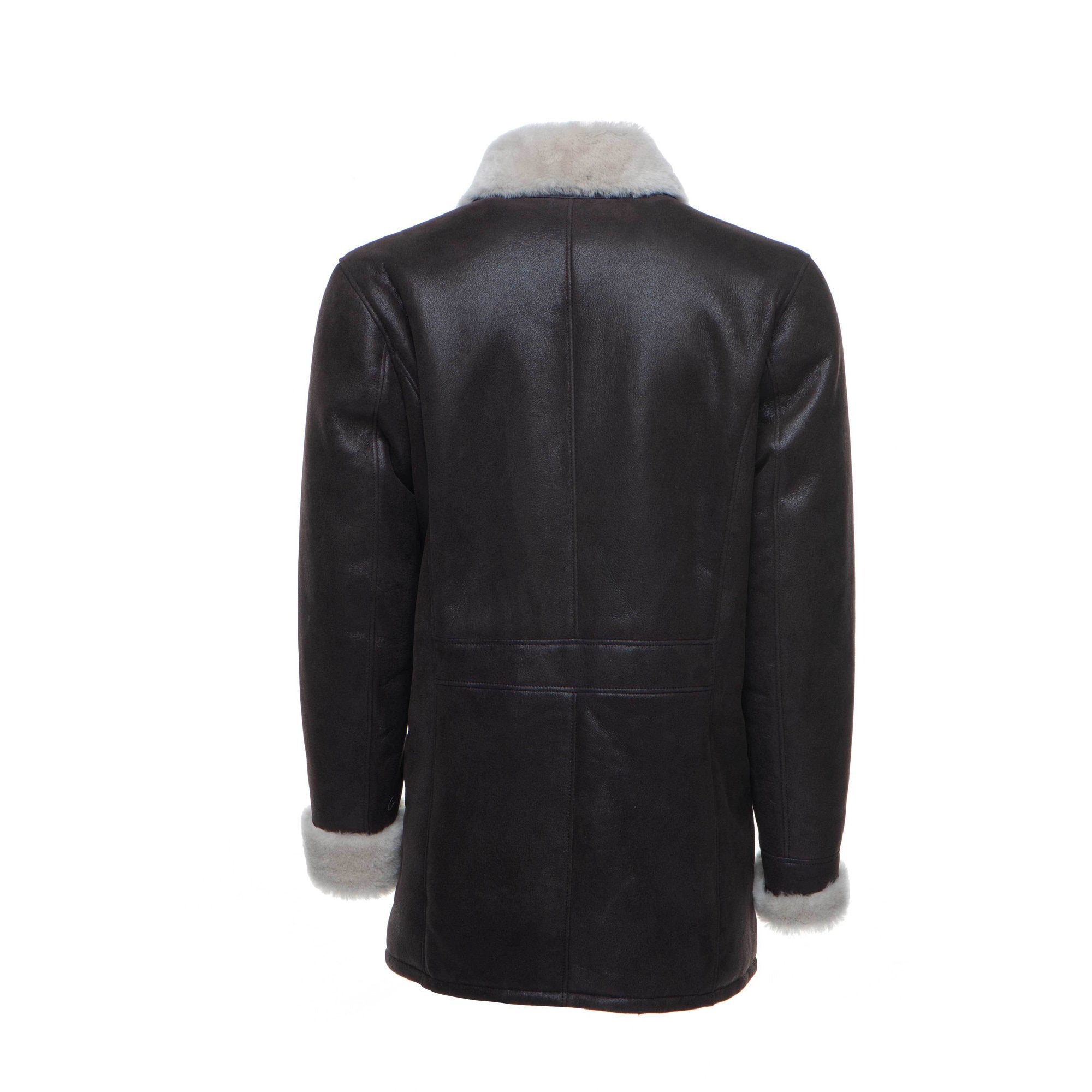 Jozef's 3/4 length brown shearling buttoned coat - Shearling leather