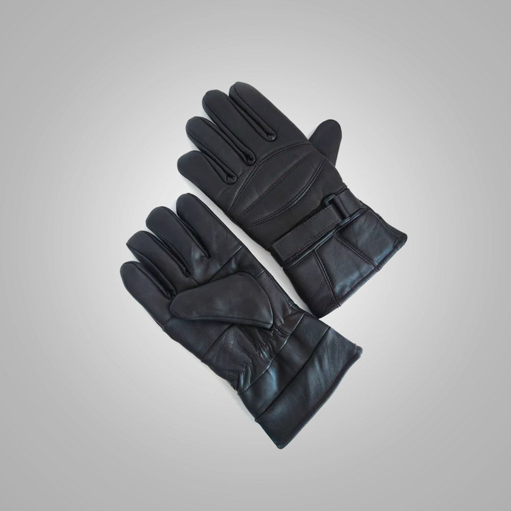 Men's Black Soft Flexible Leather Comfortable Winter Gloves