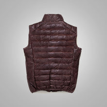 Load image into Gallery viewer, Mens Dark Brown Bubble Leather Down Vest
