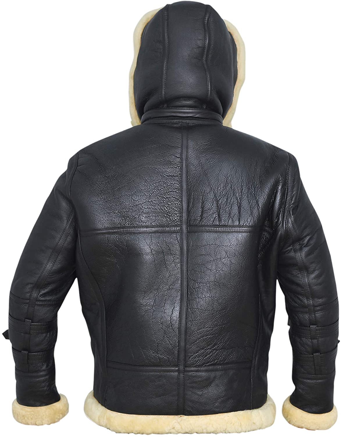 B3 Bomber Jacket Real Shearling B3 Bomber Jacket Removable Hood Black - Shearling leather