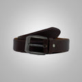 Men New Coffe Leather Belt With Thread Edging