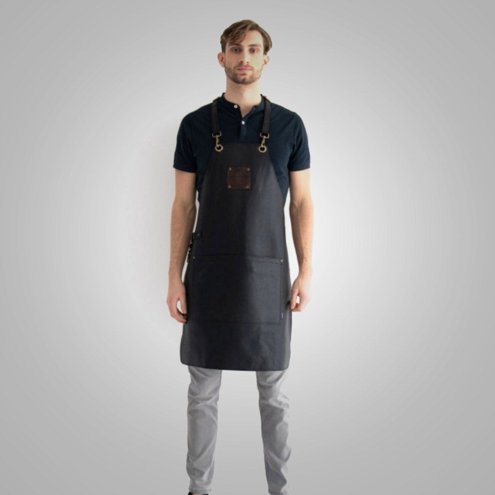 New ‏Men Black Sheepskin Handmade Leather Apron