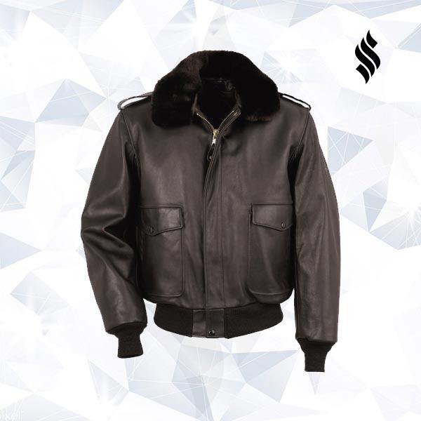 A-2 Naked Cowhide Leather Flight Bomber Jacket - Shearling leather