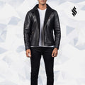Alberto Shearling Black Leather Jacket