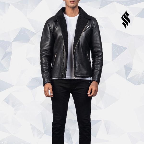 Alberto Shearling Black Leather Jacket