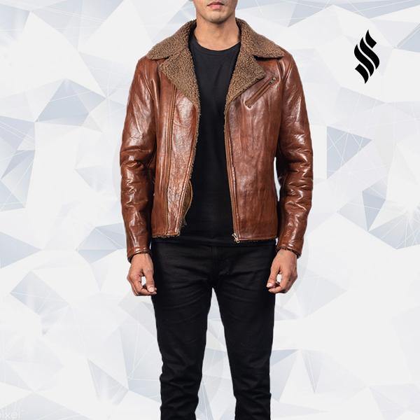Alberto Shearling Brown Leather Jacket