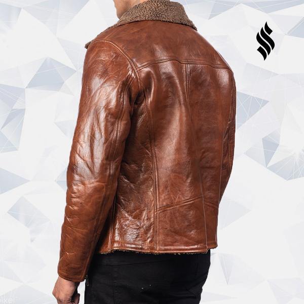 Alberto B3 Bomber Shearling Brown Leather Aviator Jacket 