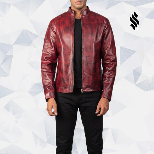 Red Leather Biker Jacket | Motorcycle Jacket | Biker Jacket Online