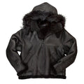 B-3 Black Hooded Bomber Jacket - Shearling leather