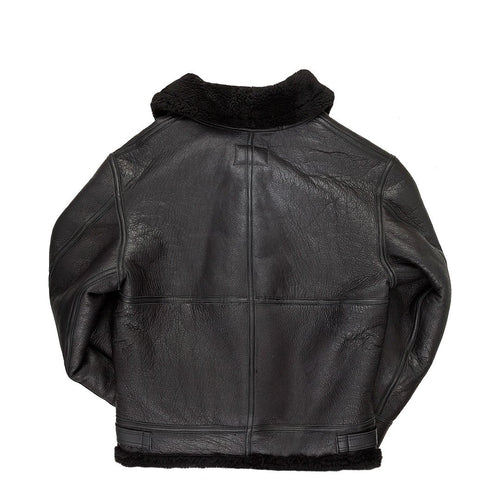 B-3 Black Hooded Bomber Jacket - Shearling leather