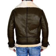 Load image into Gallery viewer, Army Green Men B3 Bomber Shearling Leather Jacket - Shearling leather
