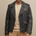 Men's Asymmetrical Motorcycle Real Leather Biker Riding Jacket