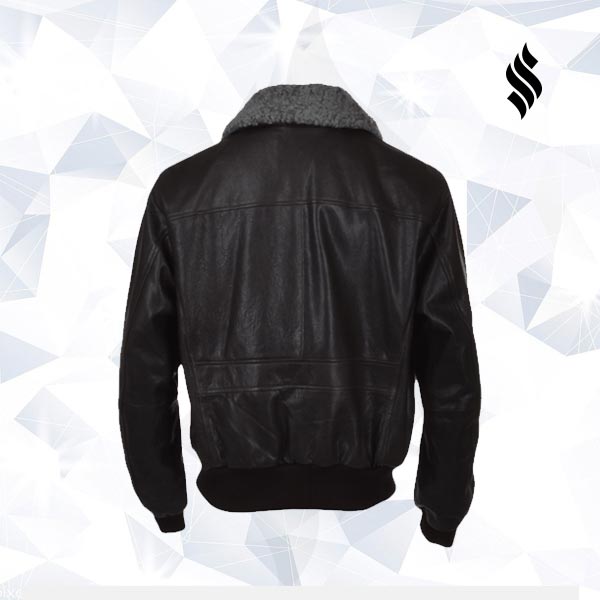 Aviator Fur Collar Black Leather Jacket | Black Aviator Leather Jacket