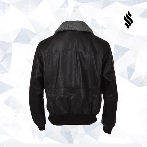 Aviator Fur Collar Black Leather Jacket | Black Aviator Leather Jacket