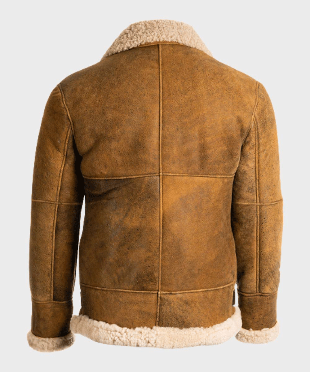 WW2 Aviator Mens Brown Sheepskin B3 Bomber Shearling Leather Jacket Online On Sale