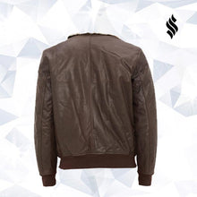 Load image into Gallery viewer, Aviator Leather Jacket With Removable Collar | Buy Pilot Jackets Online
