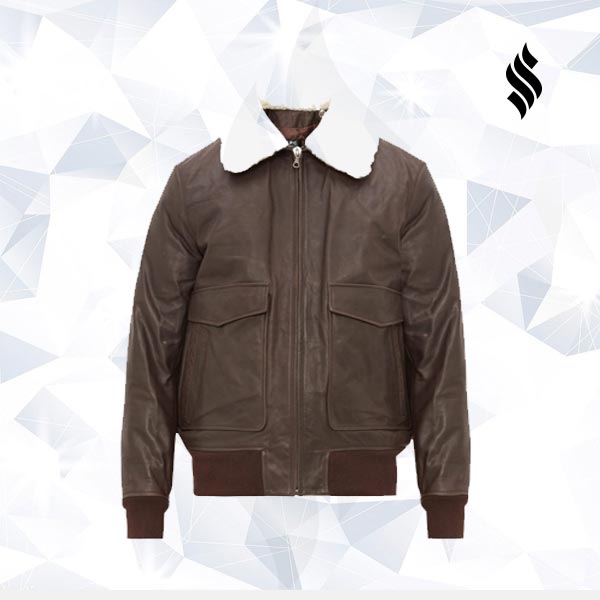 Aviator leather jacket with removable-collar - Shearling leather