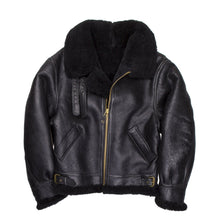 Load image into Gallery viewer, B3 Black Premium Sheepskin Leather Jacket - Shearling leather
