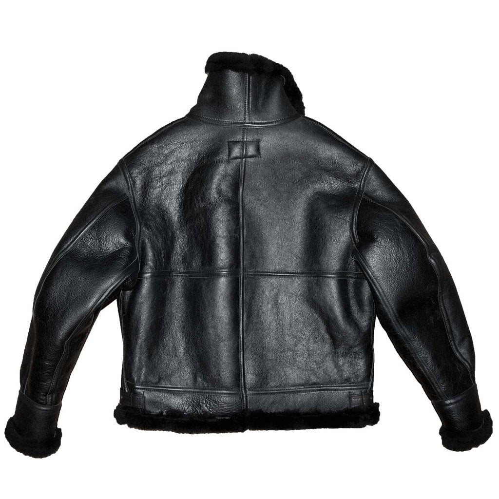 B3 Black Premium Sheepskin Leather Jacket - Shearling leather