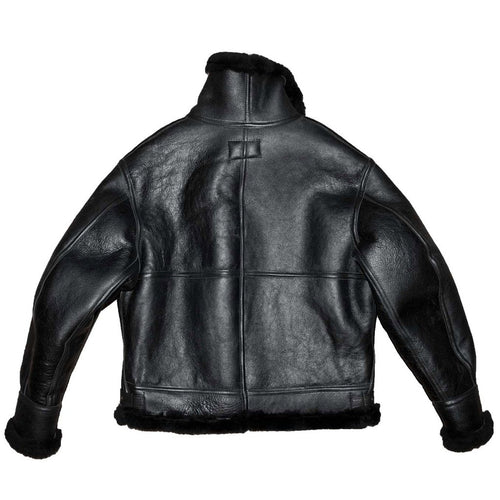 B3 Black Premium Sheepskin Leather Jacket - Shearling leather