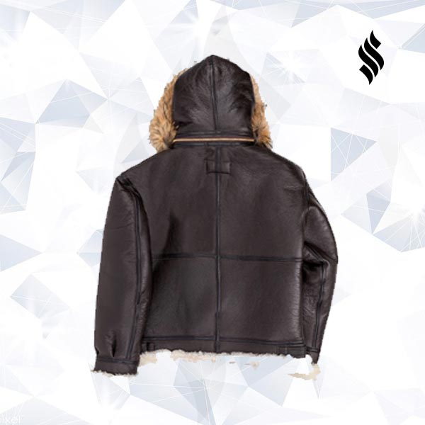 B-3 Hooded Sheepskin Bomber Leather Jacket - Shearling leather
