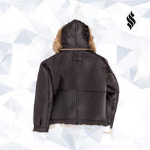 Load image into Gallery viewer, B-3 Hooded Sheepskin Bomber Leather Jacket - Shearling leather
