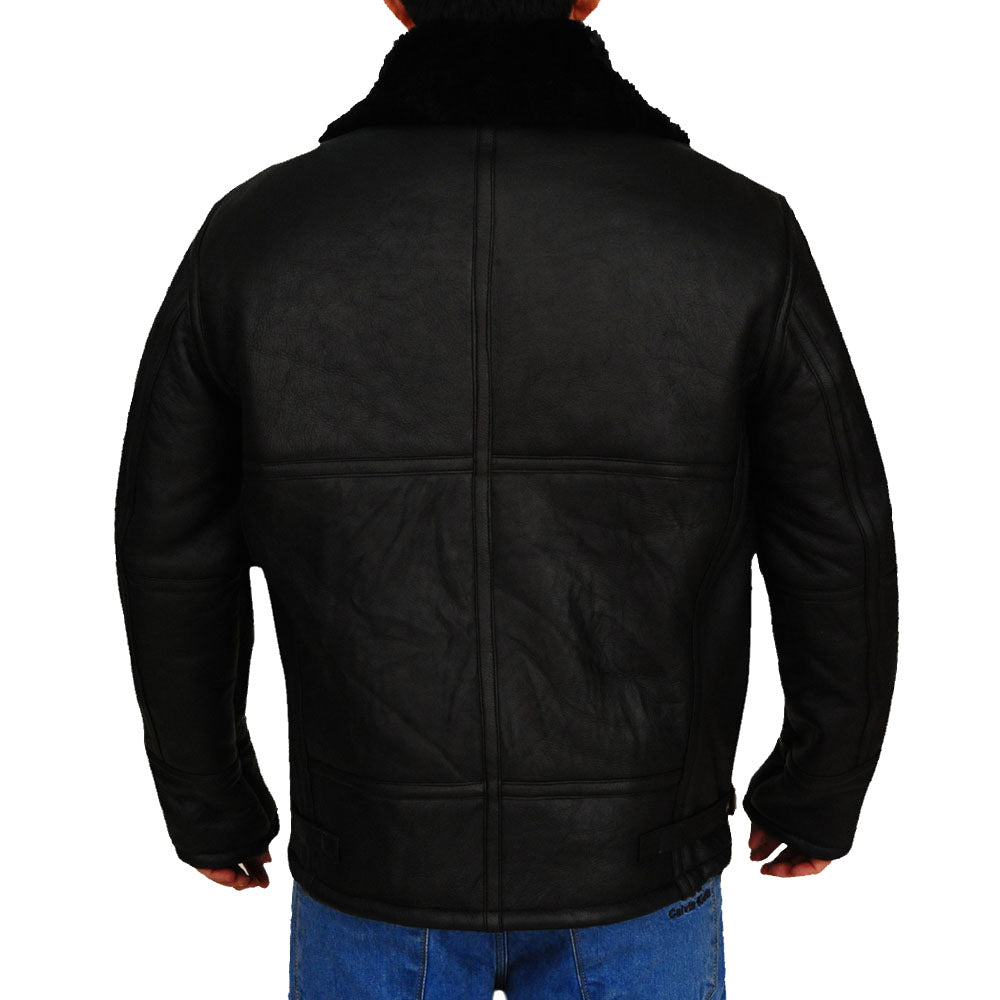 B3 Aviator Bomber Sheepskin Black Jacket - Shearling leather