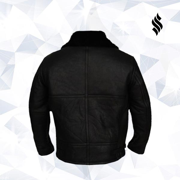 B3 Aviator Bomber Men Leather Jacket - Shearling leather