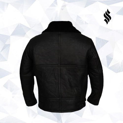 B3 Aviator Bomber Men Leather Jacket - Shearling leather