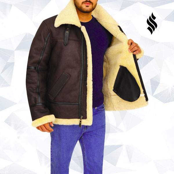 Pilot WW2 Aviator B3 Bomber  Shearling Leather Jacket Online On Sale