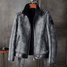 Load image into Gallery viewer, B3 Bomber Jacket Grey Shearling Coat
