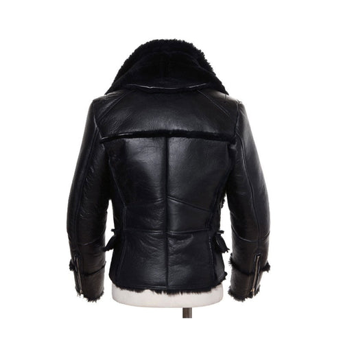 B3 Bomber Jacket Men Winter Wool Lamb Fur Aviator Shearling Leather Jacket On Sale