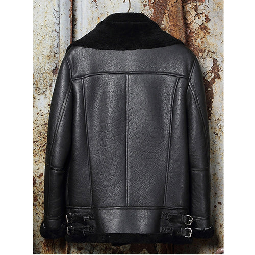 Classic B3 Aviator Bomber Shearling Genuine Sheepskin Motorcycle Real Leather Jacket On Sale